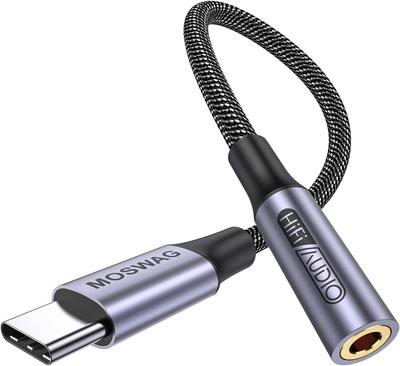 MOSWAG USB C Jack na slúchadlá Konverzia USB C 3-pólový 4-pólový Konverzný adaptér pre slúchadlá s DAC Odolný kábel 3-pólový 4-pólový Audio konverzný adaptér
