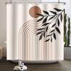 Nordic Style Shower Curtain Geometric Pattern Morandi Block Plant Leaves Home Bathroom Decoration Hanging Bath Curtain 12 Hooks