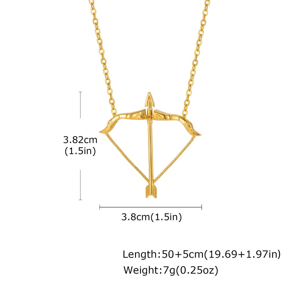 Stylish Chic Bow and Arrow Pendant Necklace for Men, Waterproof 18K Gold Plated Stainless Steel Archer Necklace, Fashion Jewelry