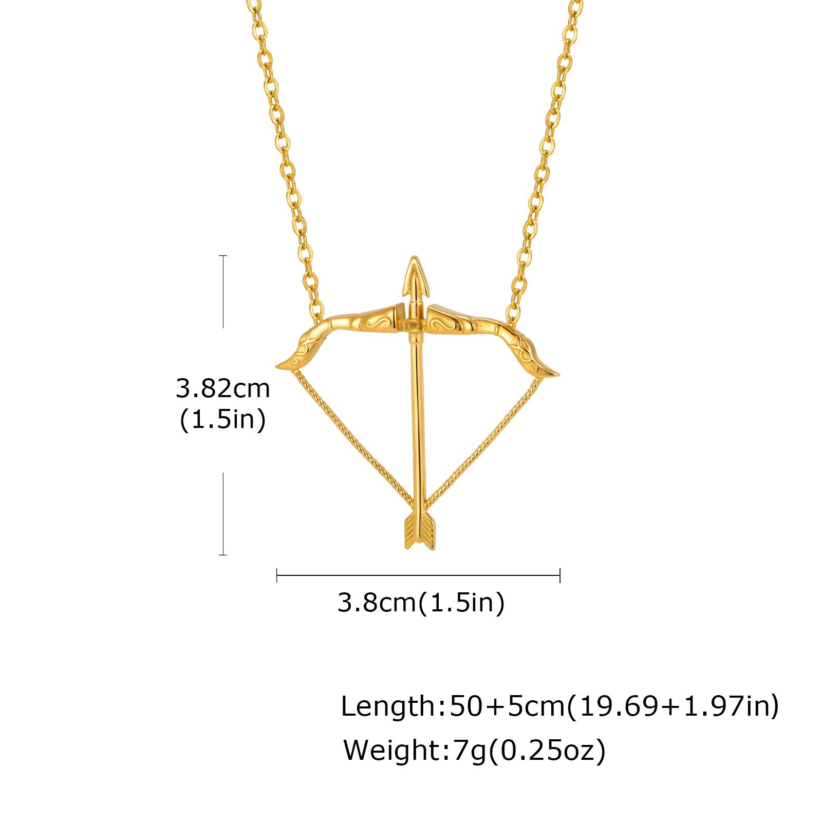 Vnox Bow Arrow Pendant Adjustable Necklace, Stainless Steel Archery Necklaces, Sagittarius Zodiac Charm Jewelry Gift for Men Him