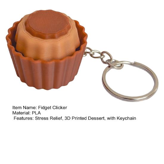 3D-gedruckter Dessert-Klicker-Schlüsselanhänger Stressabbau Cupcake-Dekompressionsknopf Fidget-Schlüsselring Tasche Rucksack Geldbörse Anhänger