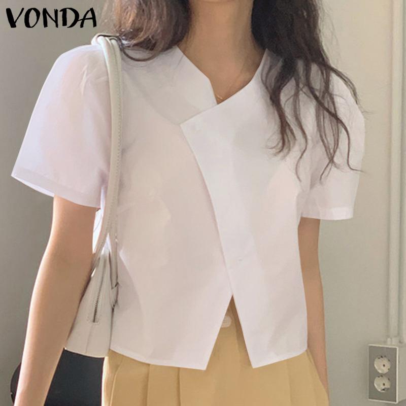

VONDA Летние женские пышные блузки с коротким рукавом повседневные топы