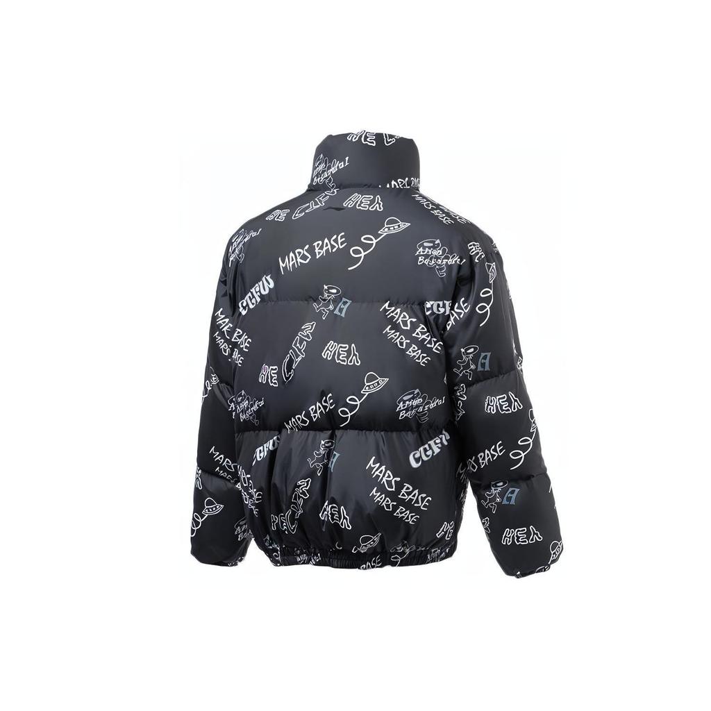Li-Ning Letter Print Reflective Loose Down Jacket Men Outerwear Black AYMR307-4