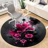 1PC Floral Abstract Office Round Area Rug, Mat Suitable For Office, Under Office Chairs Bedroom Living Room Home Decor, Room Deco