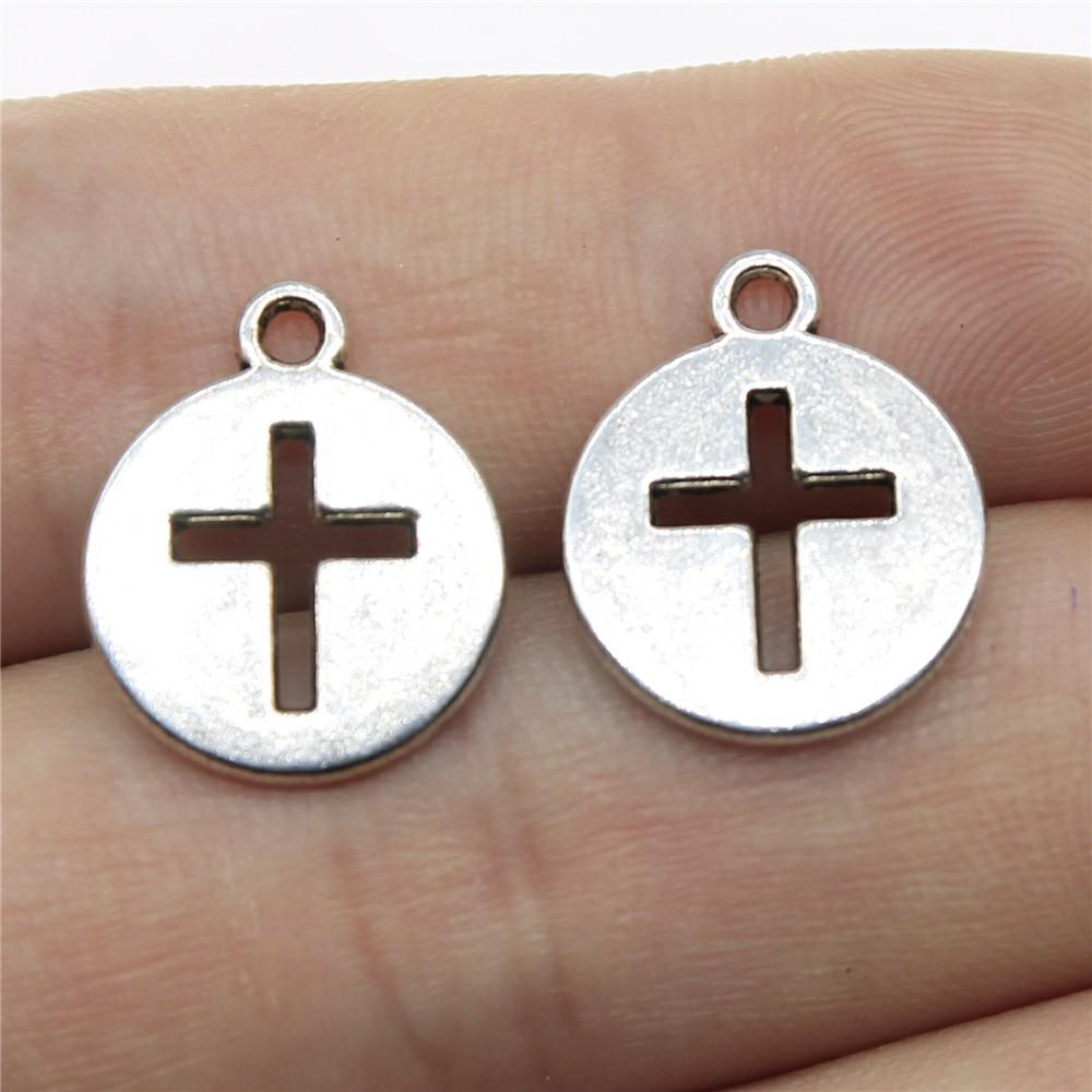 10pcs Charms Cross Antique Bronze Silver Color Pendants DIY Crafts Making Findings