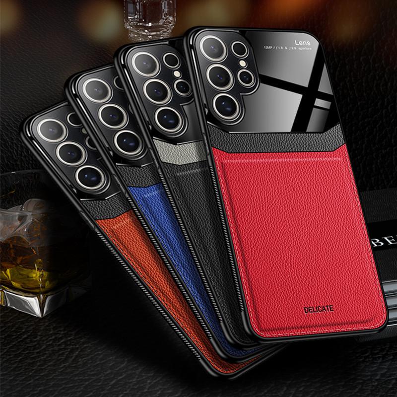 Compatible Samsung Phone Cases: S25 Ultra, S24 FE, S22, A53, A72, A34, Note 20+ with Leather Texture