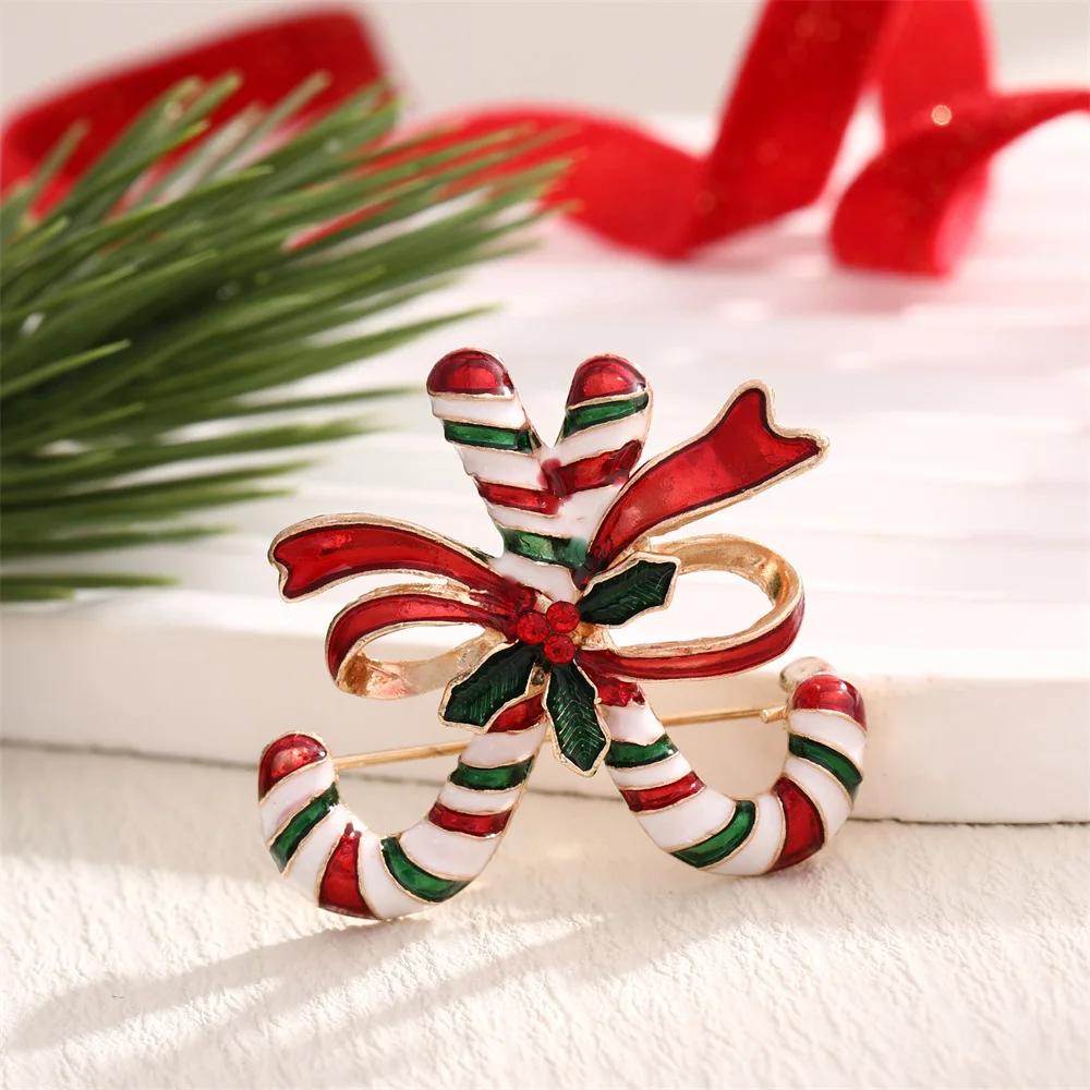Neujahrs-Weihnachtsgeschenke Bekleidungszubehör Emaille Strasssteine Glöckchen Weihnachtskränze Broschen Feiertagsschmuck Damen