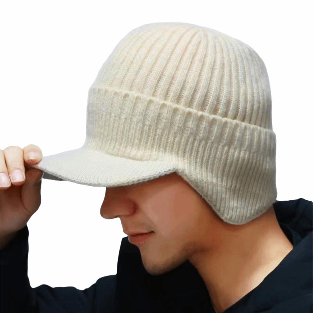 

Newsboy Hats Thickened Ear Protector Cap Warm Solid Color Baseball Knitted Cap Windproof Coldproof Knitted Peaked Hat Winter бежевый