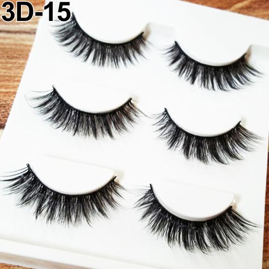 

3Pairs Natural Thick 3D False Eyelashes Makeup Fake Cross Eye Lashes Extensions 3D-15