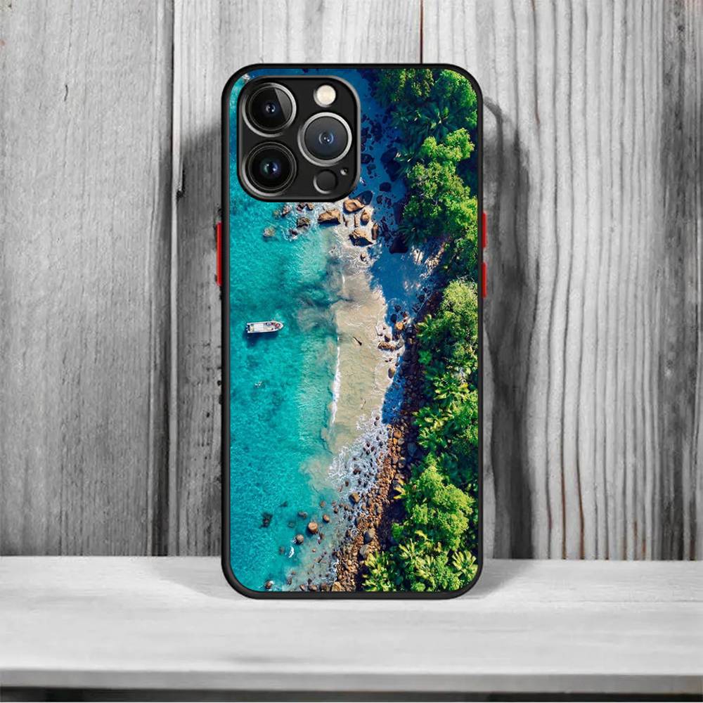 Sea blue Sky beach frosted Shockproof For iPhone 16 15 11 12 13 14 Pro Max X XSMAX Mini Phone Case