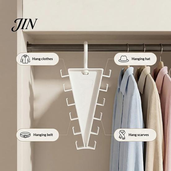 Lightweight Clothing Hanger V Shaped Double-Sided Closet Organizer, 360 Degree Rotating Multi-Layer Vertical Hanger, with Storage Organizer