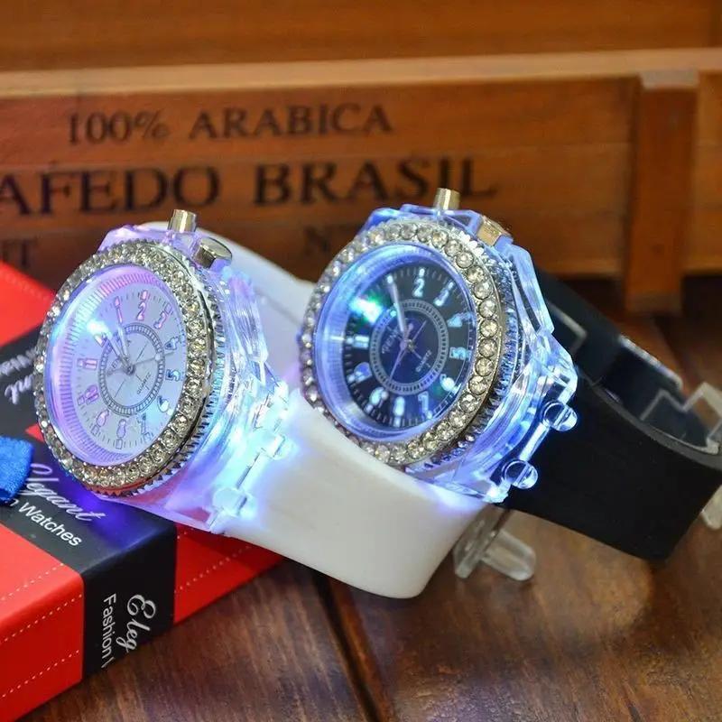 Ladies Classic Watch LED Light Digital WatchS Couple Watch Silicone Quartz Luminous Watchs Jelly Color Luminous Watch