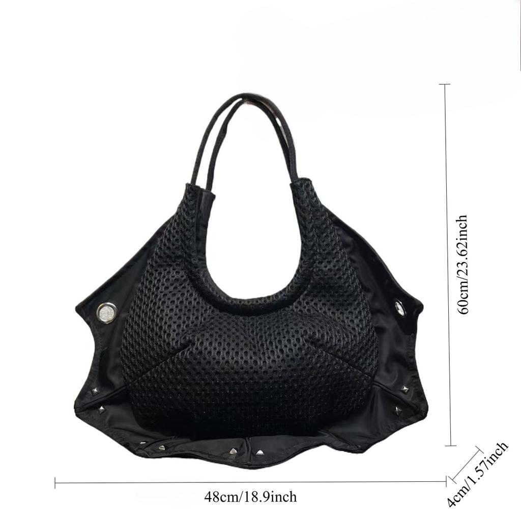 Ladies Personalized Street Shoulder Bag Retro Trendy Cool Bat Large Capacity Handbag