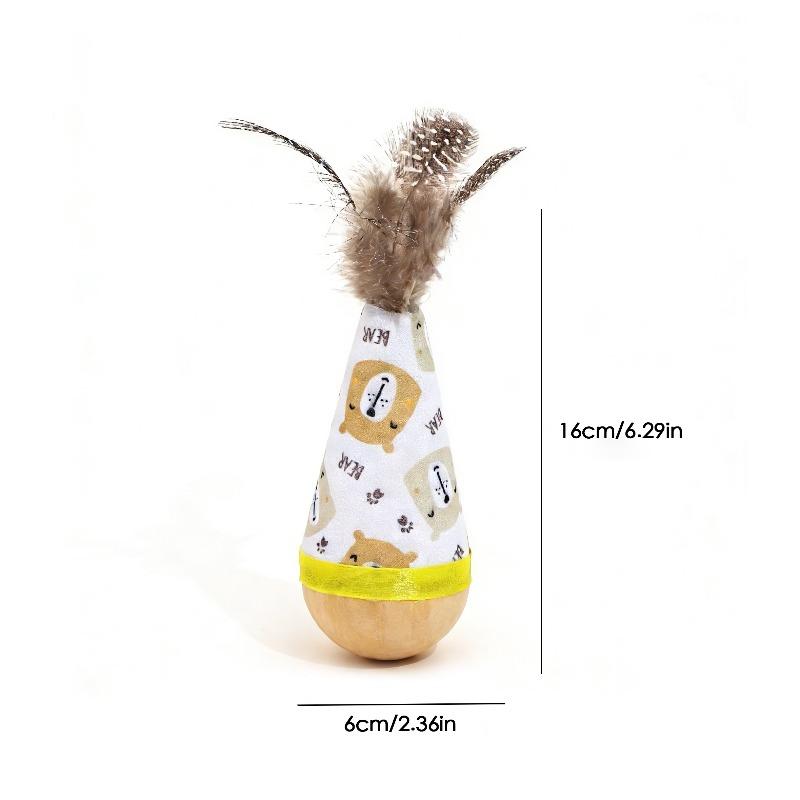 

Interactive Tumbler Cat Toy with Feathers, Automatic Balancing Teasing Stick for Kittens, Indoor Cat Entertainment Toy 1 piece pack серый