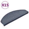 VidaXL Tapis d'escalier 15 pièces 65 x 24 x 4 cm Gris foncé et bleu Demi-rond Grand 322365