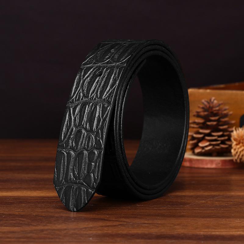 Headless Belt Men'S Genuine Leather First Layer Cowhide Belt Strip Trend No Buckle Smooth Buckle Belt Plate Buckle Belt No Buckle Head