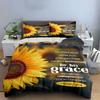 Graceful Sunflower Scripture Decor  Kid'S And Adults' Bedroom Decor, Exquisite Three-Piece Bedding Set Gift
