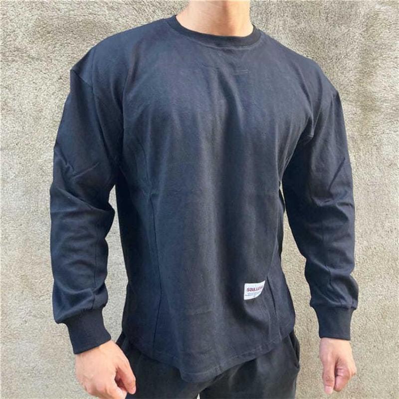 Simple Men's Clothing Round Neck Fashion New Comfortable Long Sleeve Solid Color Tops Retro Popularity T-Shirts Hot Selling