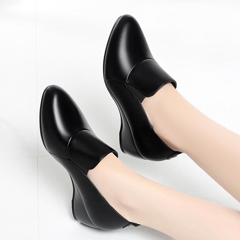 Single shoes women's new women's shoes women's leather shoes waterproof platform work shoes comfortable and versatile mother's s