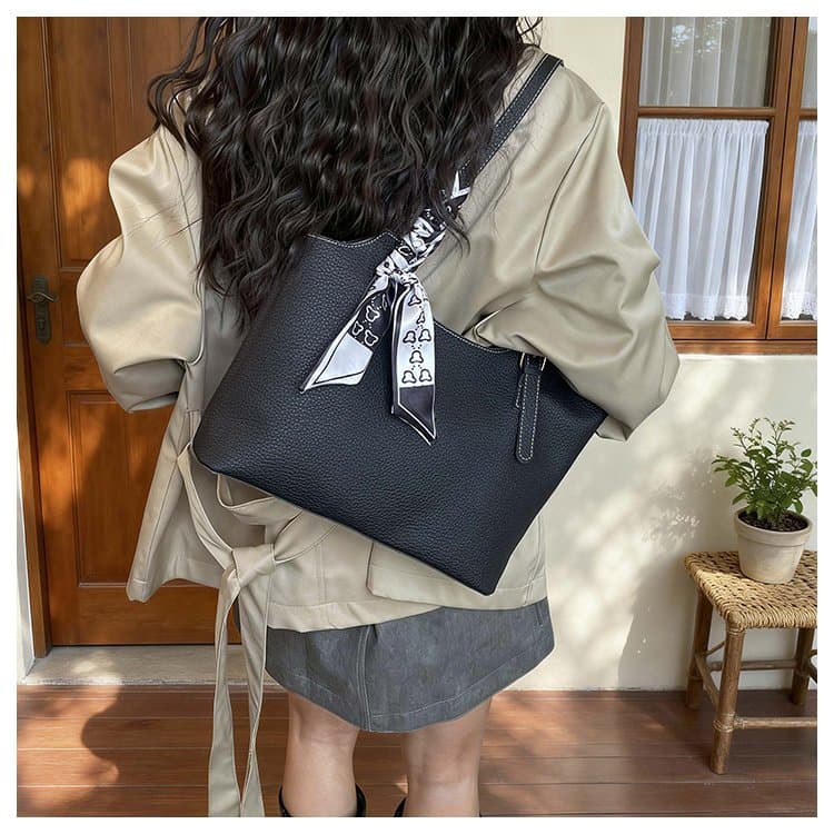 Lychee pattern silk scarf decorative tote bag women's shoulder bag