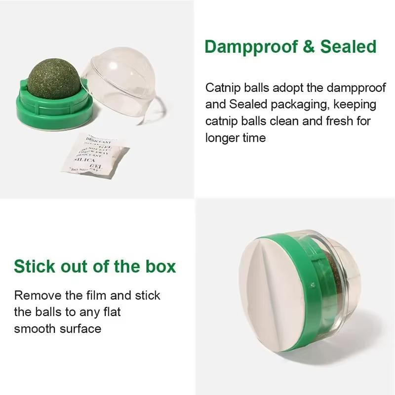 Natural Catnip Cat Wall Stick-on Ball Toy Scratchers Treats Healthy Natural Removes Balls to Promote Digestion Cat Grass Snack Fun for All Ages