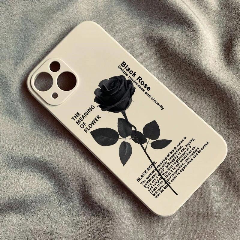 

Black Rose Symbolic Meaning Gothic Elegant Style Phone Case for iPhone 17 16 15 14 13 12 11 Series Pro Max Plus iphone 13 ProMax