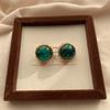 Emerald Big Gem Stud Earrings, Retro Court Luxury Texture Niche Design, High-End Light Luxury Earrings.