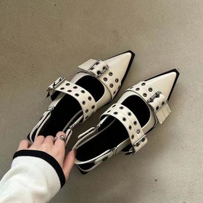 New Women Sandals Shoes Pointed Toe 2024 Spring Fashion Shallow Footwear Slingbacks Ladies Sandals Flats Shoes Big Size