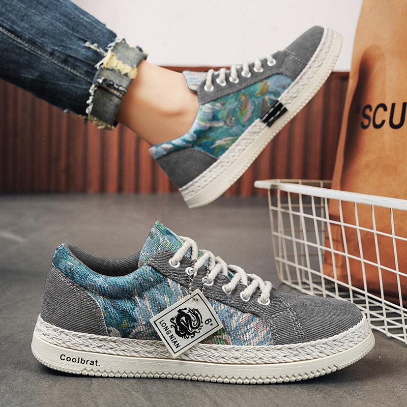 Fashion Autumn Men's Flats Shoes New Breathable Canvas Sneakers Student Trendy Casual Sports Shoes Brand Skateboard Shoe Driving Loafers