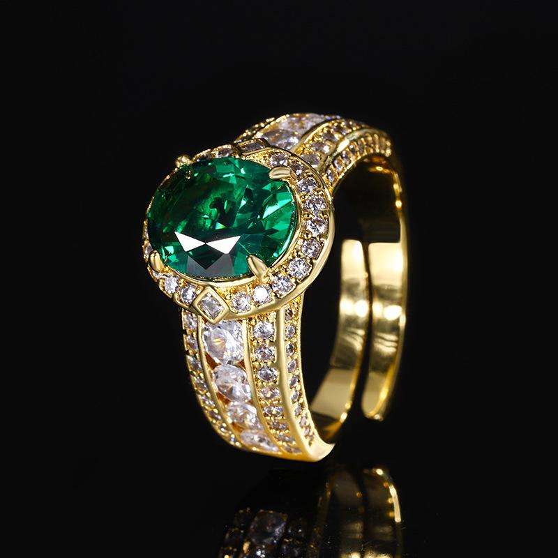 

Ювелирные изделия Медное основание Позолоченное Имитация цвета Драгоценный корунд Золотое кольцо Женское 8 * 10