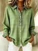 Plus-size women's long-sleeved casual shirt with buttoned lapels, perfect for New Year gifts