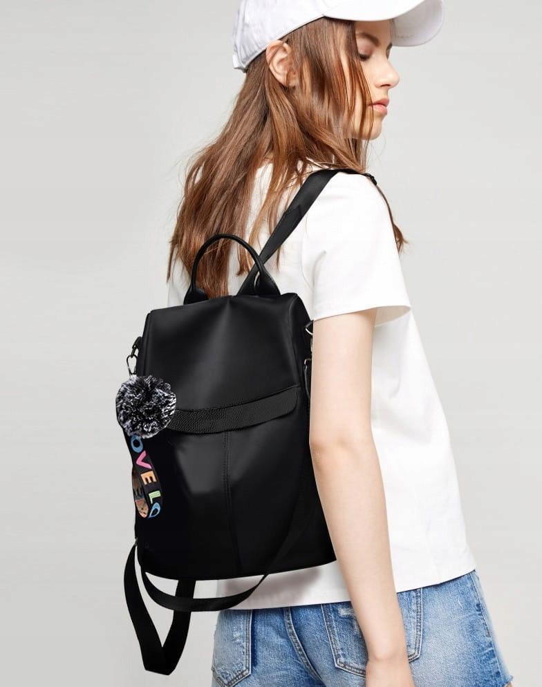 Black Backpack Roomy 2in1 Bag Waterproof Adjustable Straps 5 Pockets