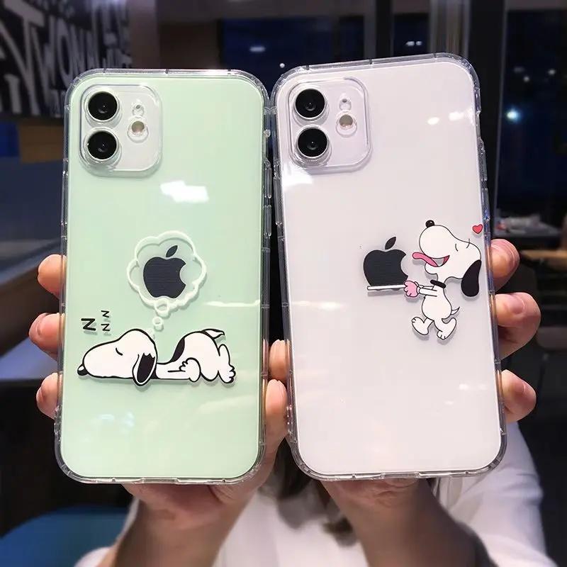Niedliche Snoopy Handyhülle für iPhone 15 Pro Max 11 12 13 14 Pro Max 6 6S 7 8 Plus 12 Mini XS XR SE 2 3 Klar Transparent Weiche Hülle