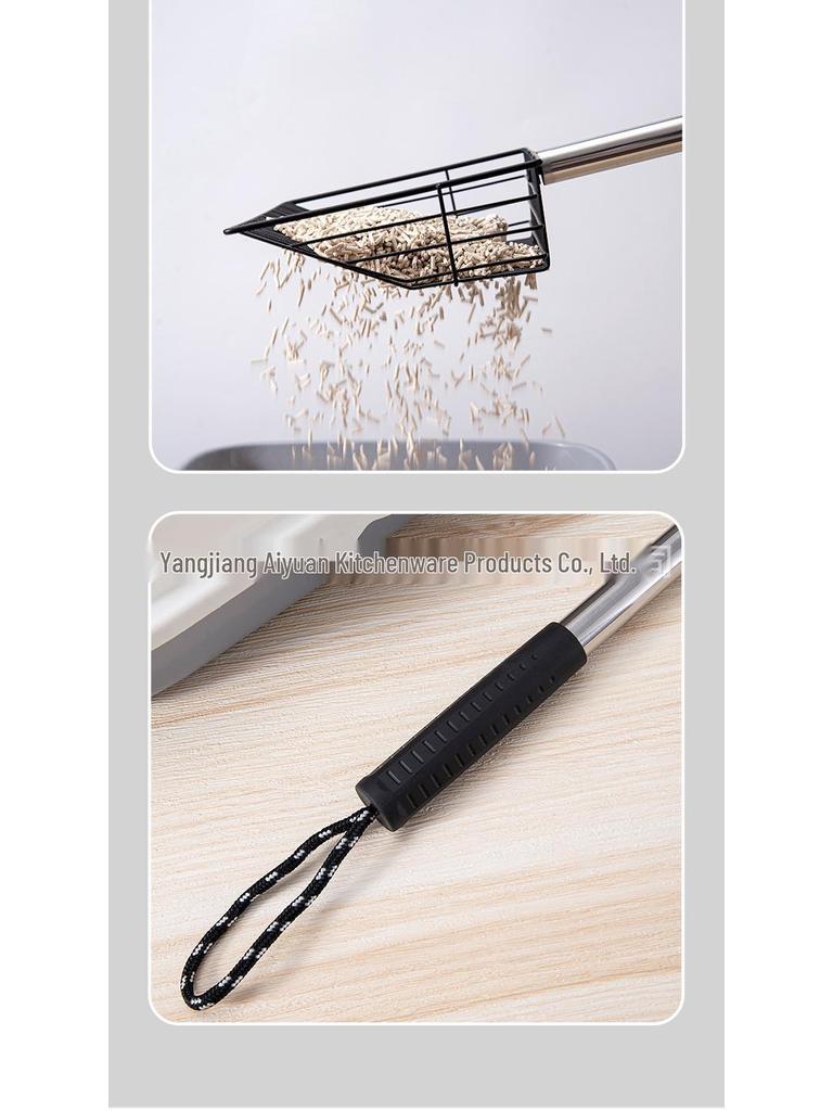 Large Stainless Steel Scoop for Cat Litter, Chicken Poop & Feathers, Tofu Litter, and Quail Cleanup with Long Handle