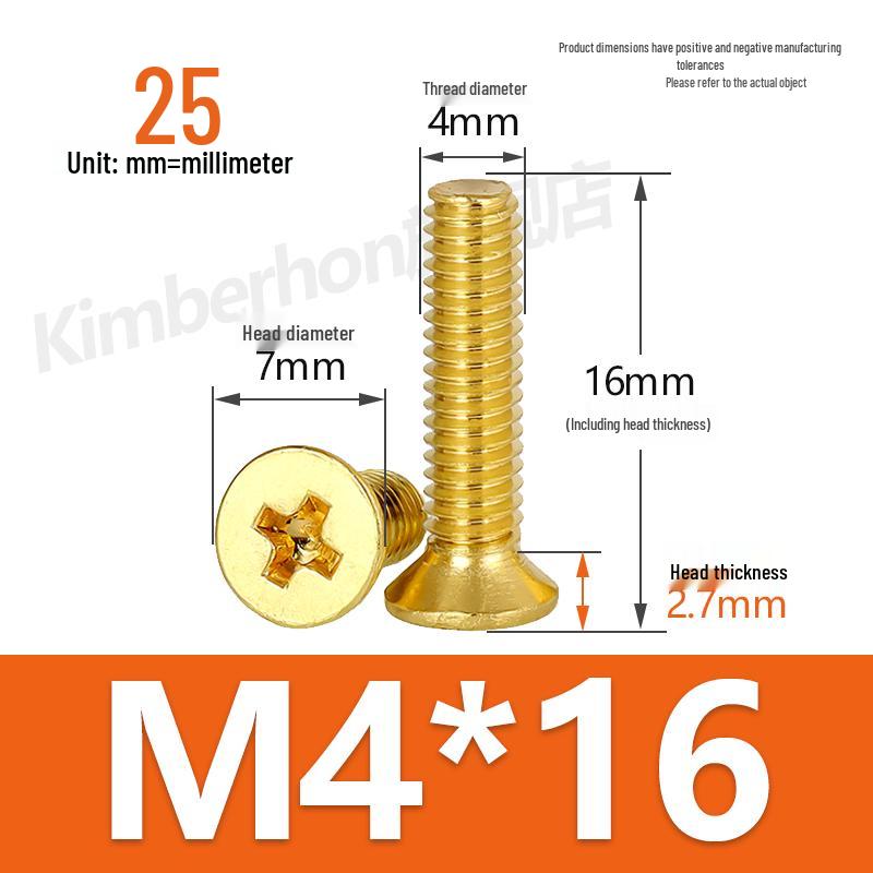 Copper Phillips Countersunk Head Machine Screws, Sizes M2–M4, Lengths 6/8/10/12mm