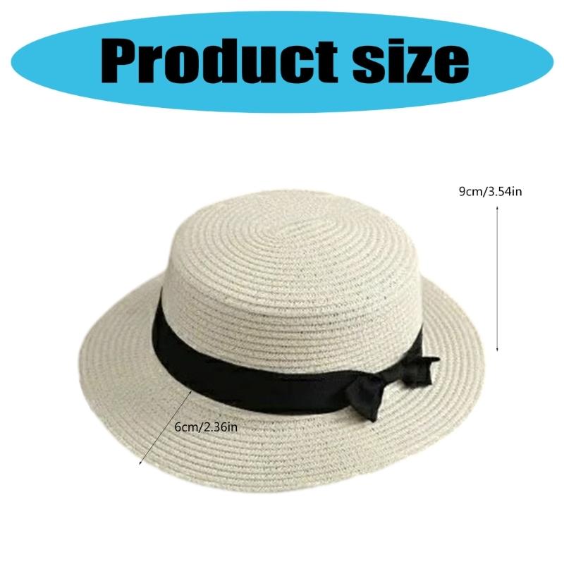 Elegant Straw Hat With Bows Detail Comfortable Women's Straw Garden Headwear For Bridal Party Church Occasion