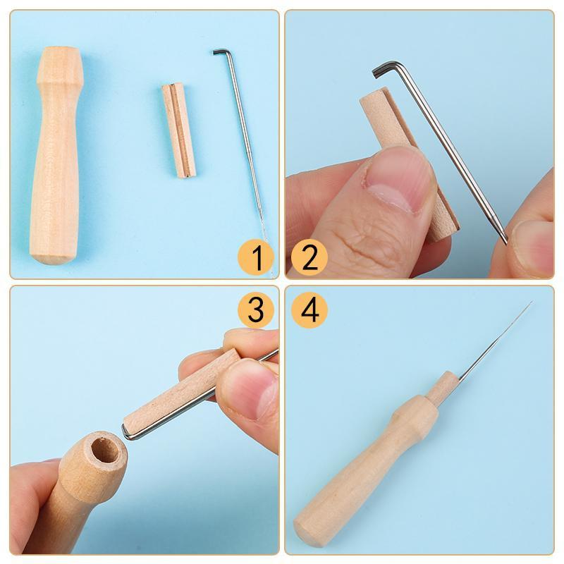 30 PCS Sewing Needles 3 Sizes Felting Needles Artesanato Wool Felt Pocked Needles Set DIY Craft Felt Tools with Wood Handle