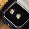 Exquisite Hollow Square Opal Crystal Stud Earrings for Women New Fashion Beautiful Crystal Ear Jewelry