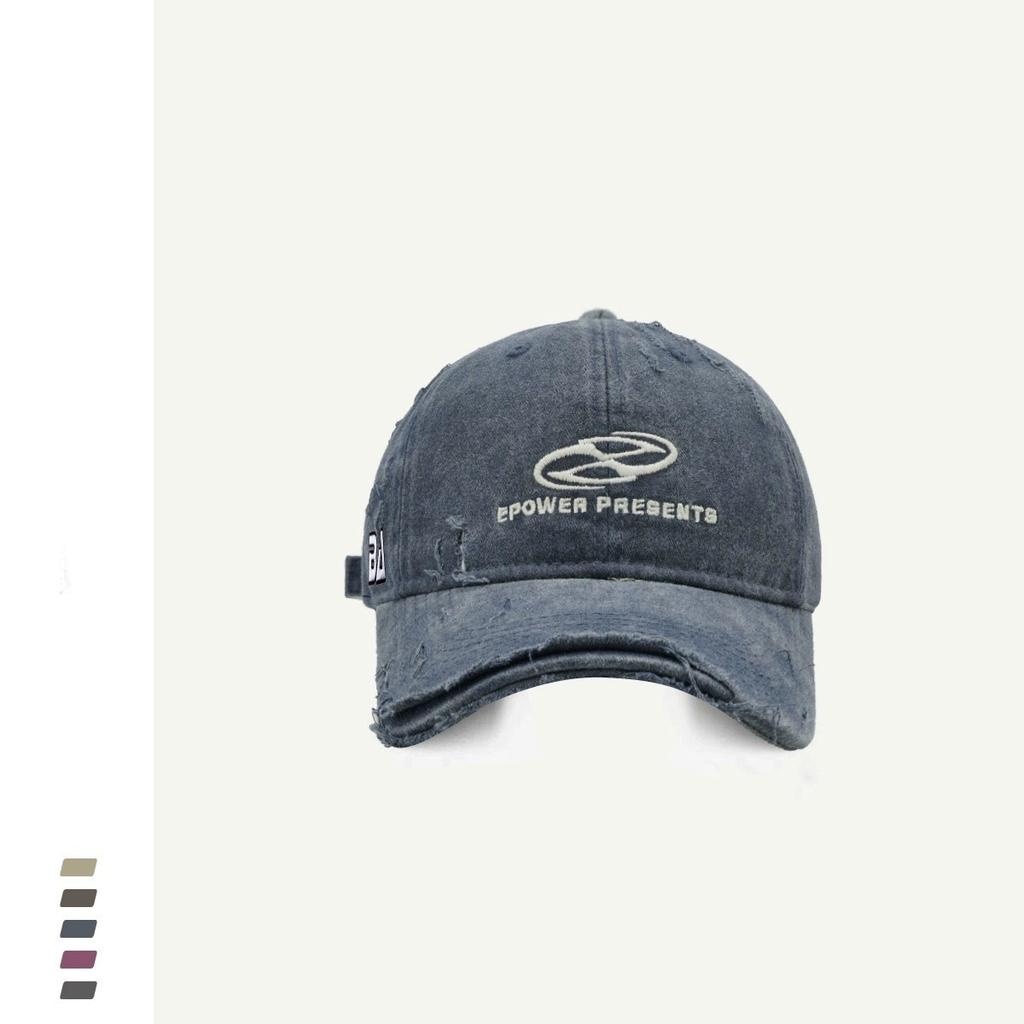 New Vintage Embroidery Hat Women's Street Old Ripped Denim Baseball Cap Couple Embroidery Cap