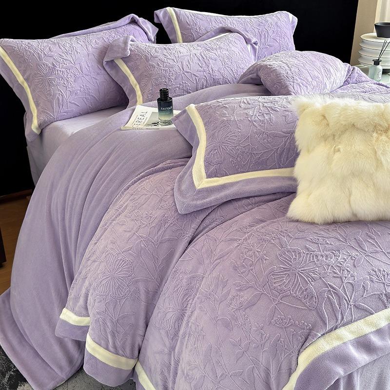 High Gram Weight Thickened Milk Fleece Four-Piece Set Double-Sided Fleece Baby Fleece Anti-Static Warm Bed Kit