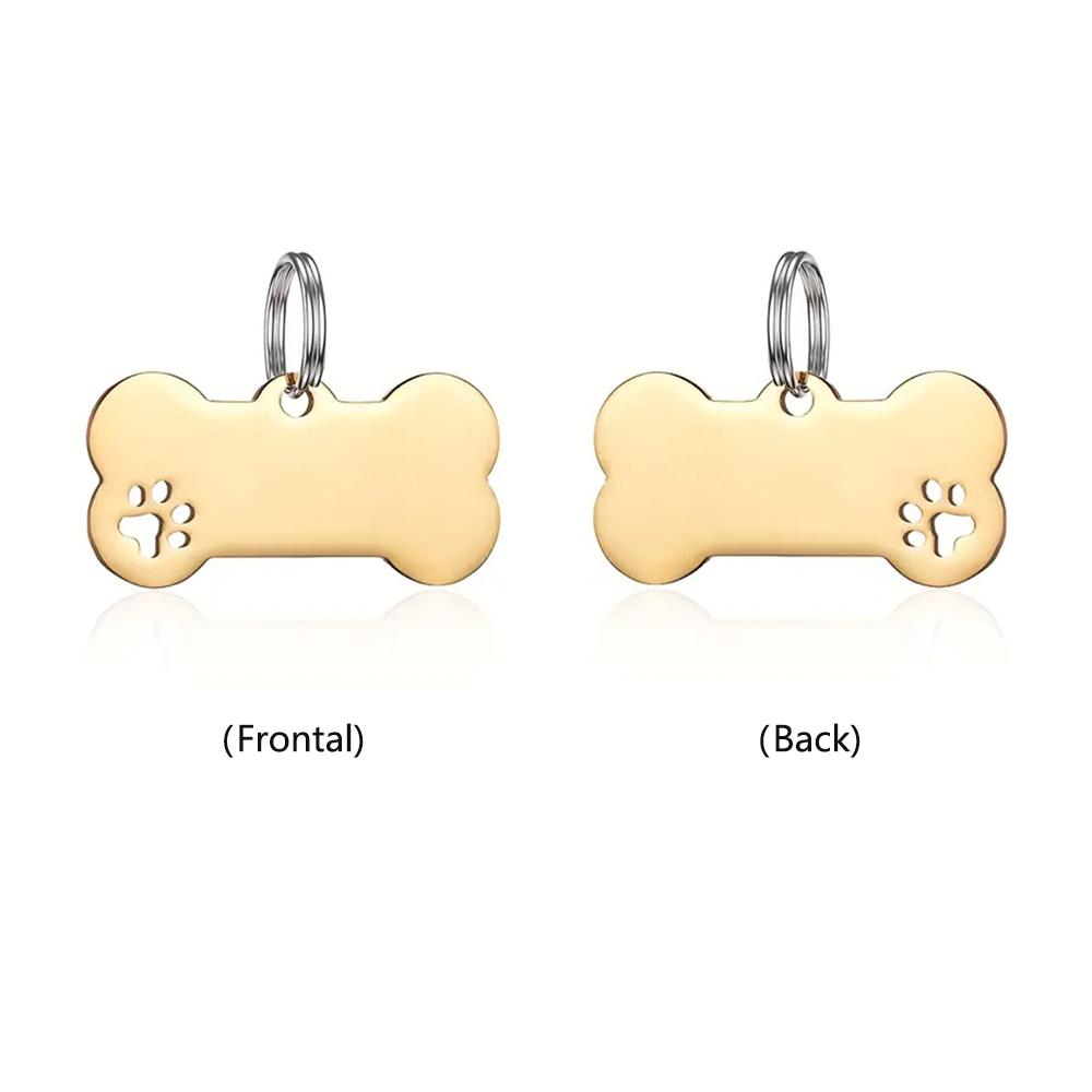 Personalized Dog ID Tag Custom Engraved Bone Nameplate Stainless Steel Pet Collar Accessories Anti-lost Pendant for Puppy Cat