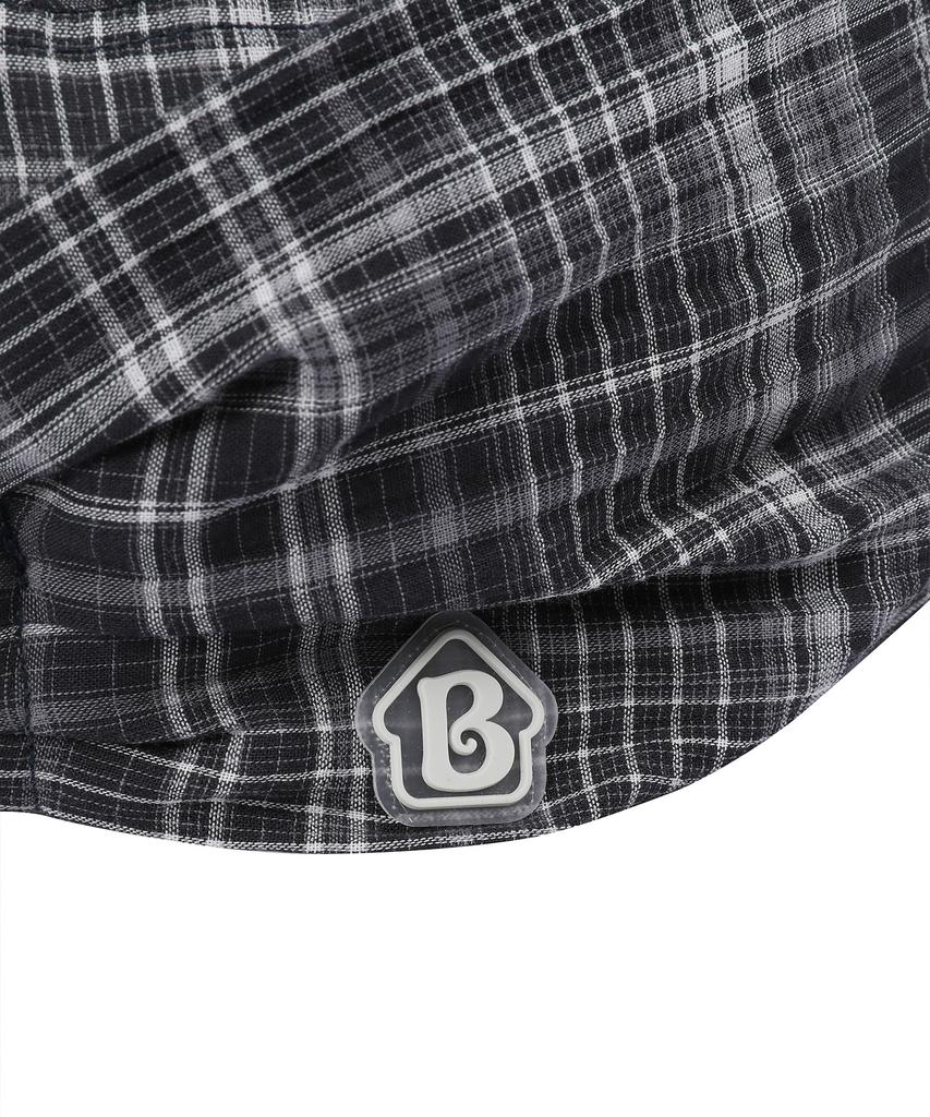 BAUF Asymmetrical Shirred Cap [Black Check]