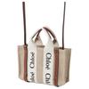 Chloe Woody Logo Print Canvas And Leather Tote Bag Women Tote Bags Off-White CHC22-AS397I26-90U