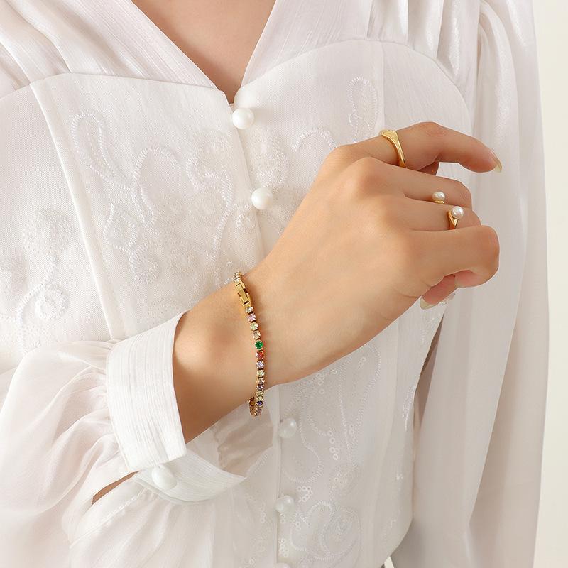 European & American Luxurious Zircon Rhinestone Bracelet - Colorful, Versatile, and Personalized.