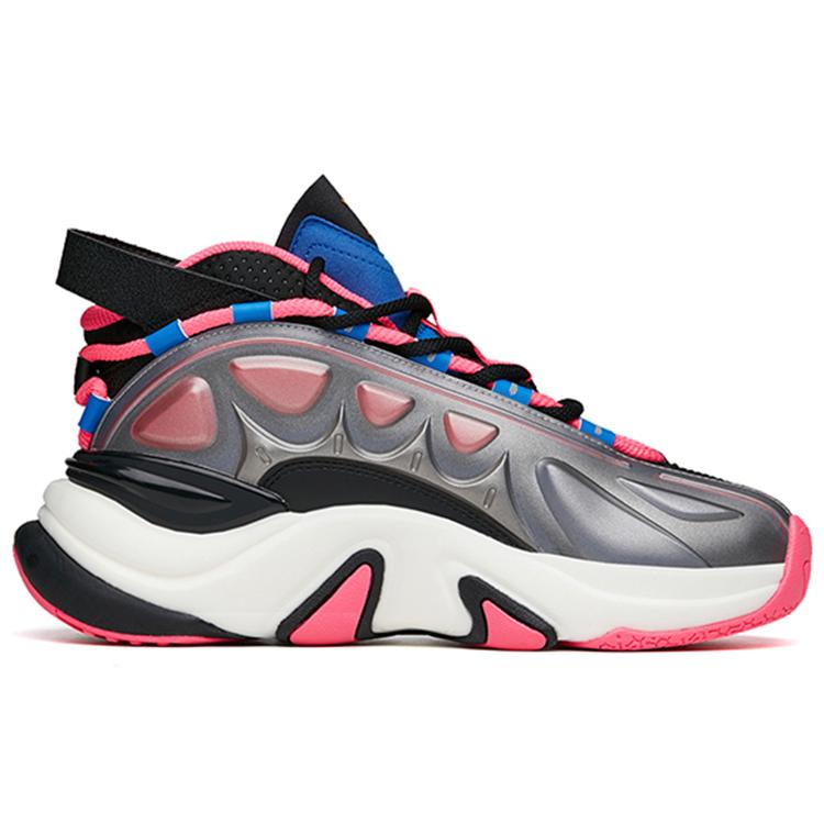 Anta Casual Shoes Men's Mid Top Black/Palace Blue/Fluorescent Digital Pink 912218090-2