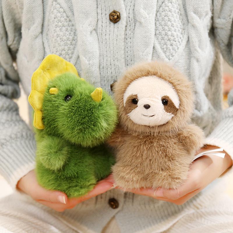 16cm Cartoon Animal Pendant Soft Fuzzy Cute Koala Bear Peluche Toy Panda Dinosaur Sloth Metal Ring Key Chain Fashion Accessory
