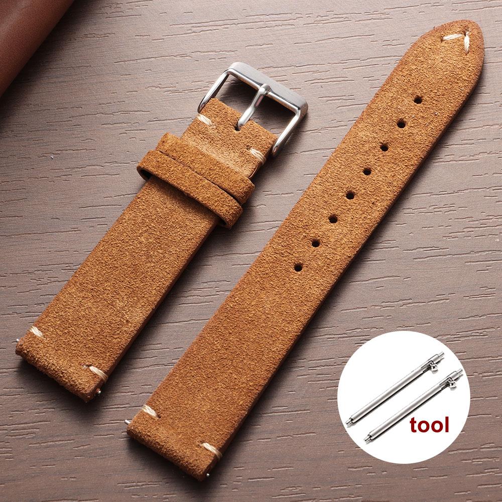 Vintage Soft Suede Leather Straps 14/16/18/20/22mm Watch Band for Omega Quick Release Calfskin Bracelet Men & Women Accessories