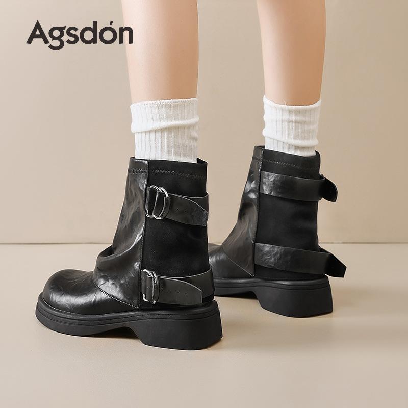 Augustine Brown Boots Short Boots Women's 2025 New Autumn Cowboy Martin Boots Maillard Retro Mid Boots