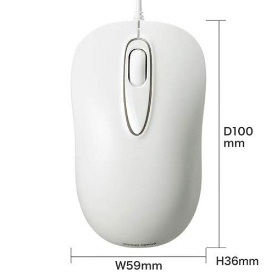 Sanwa Supply Wired Laser Mouse, 3 Buttons, Medium Size, White MA-LS176W