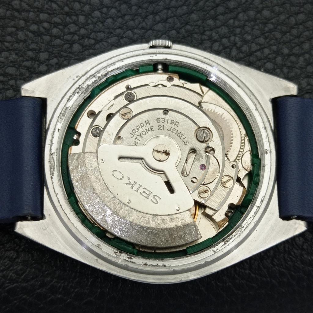 VINTAGE SEIKO 5 AUTOMATIC 6319A JAPAN MENS BLUE COLOR DIAL WATCH A701436-5 R206b-a701436